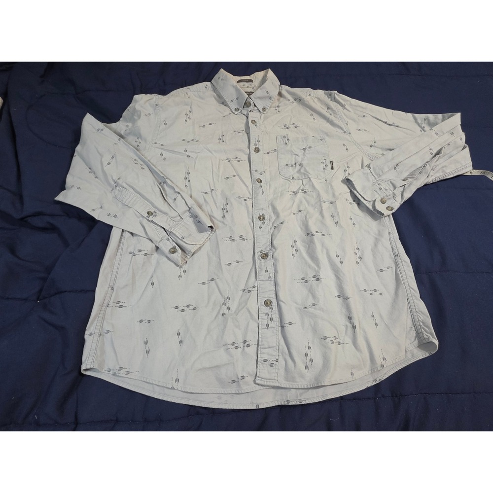 Eddie Bauer Mens Large Classic Fit Arrow Print Button Down Shirt Long Sleeve Blu